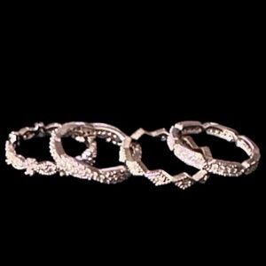 Set of 4 Express Silver Cubic Zirconia Stacking Rings